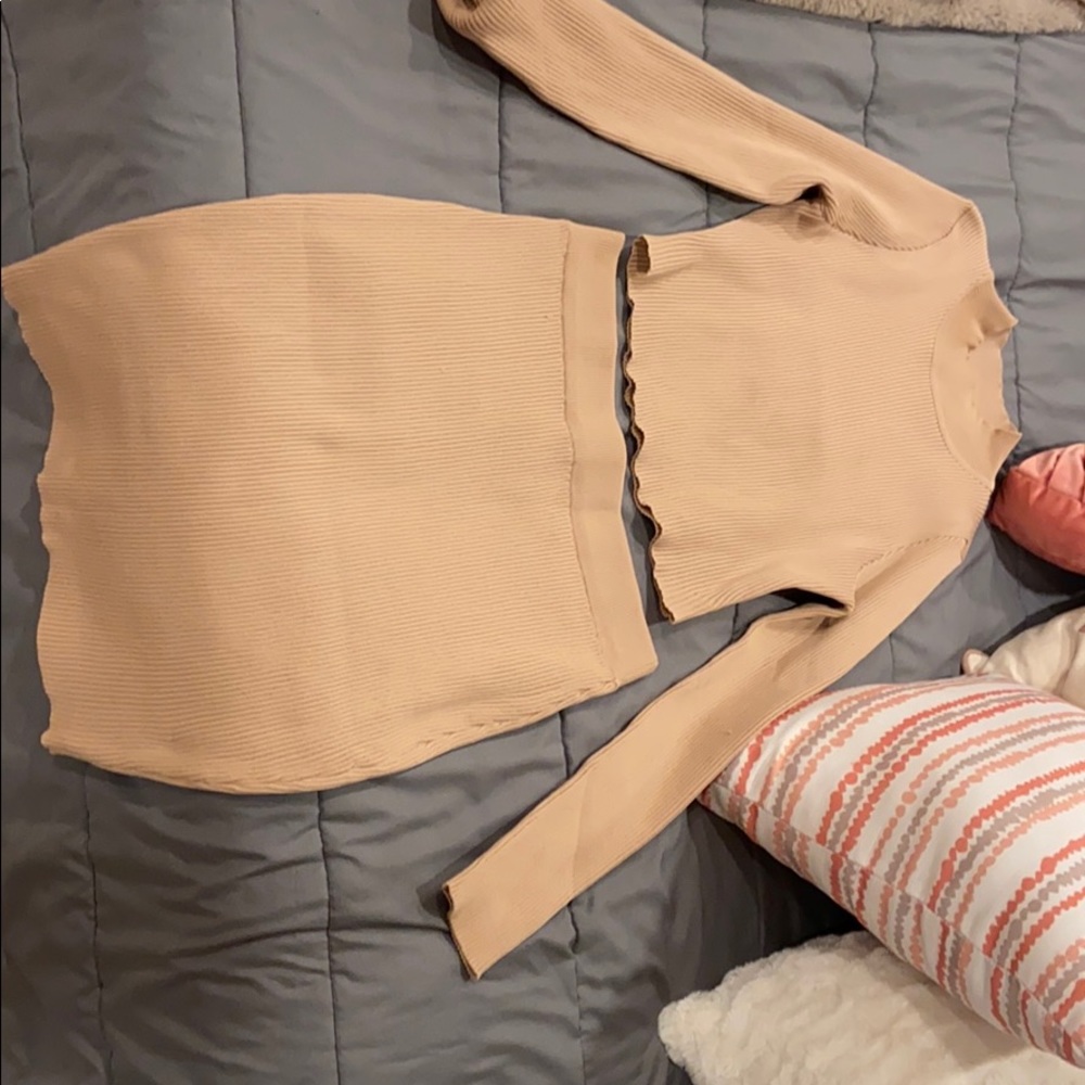 Tan 2 piece sweater outfit